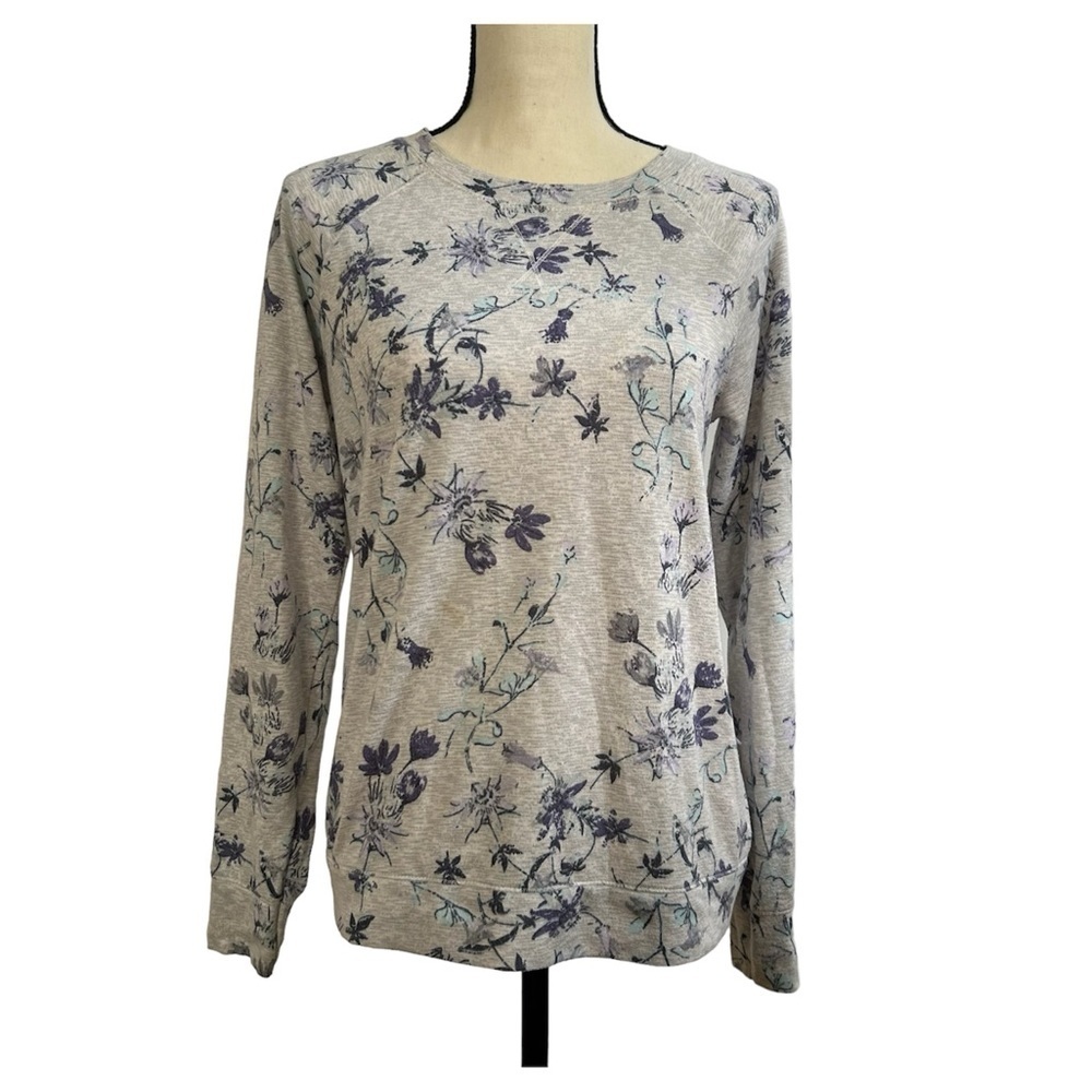 Jaclyn Intimates Floral Long Sleeve Crew Neck Lounge Sleepwear Shirt
